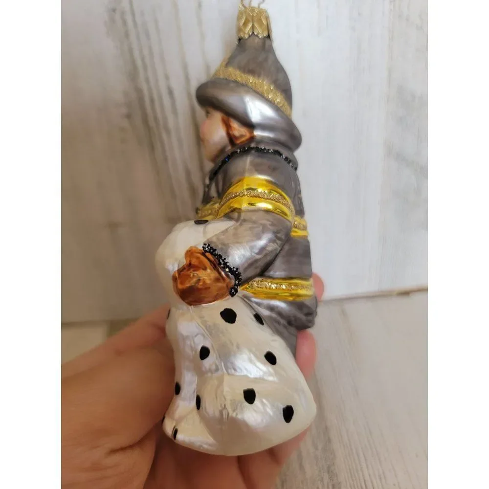 Inge‎ heirloom firefighter Dalmatian blown glass ornament Xmas